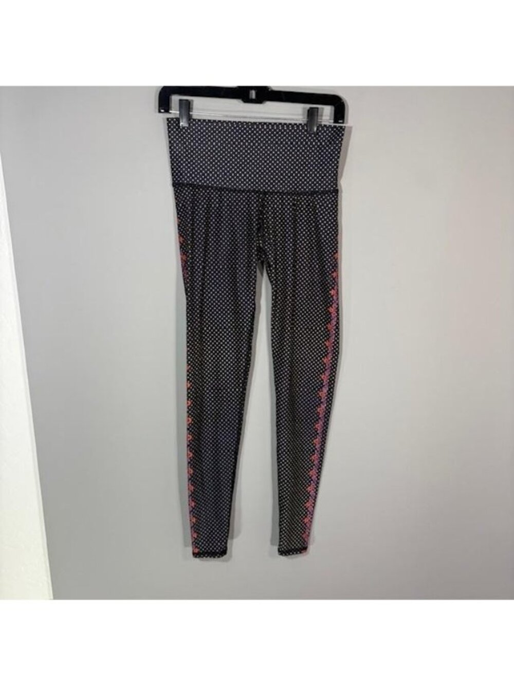 Teeki Leggings Womens S Black Polka Dot Ankle Yoga Pants Gym Athletic Stretch